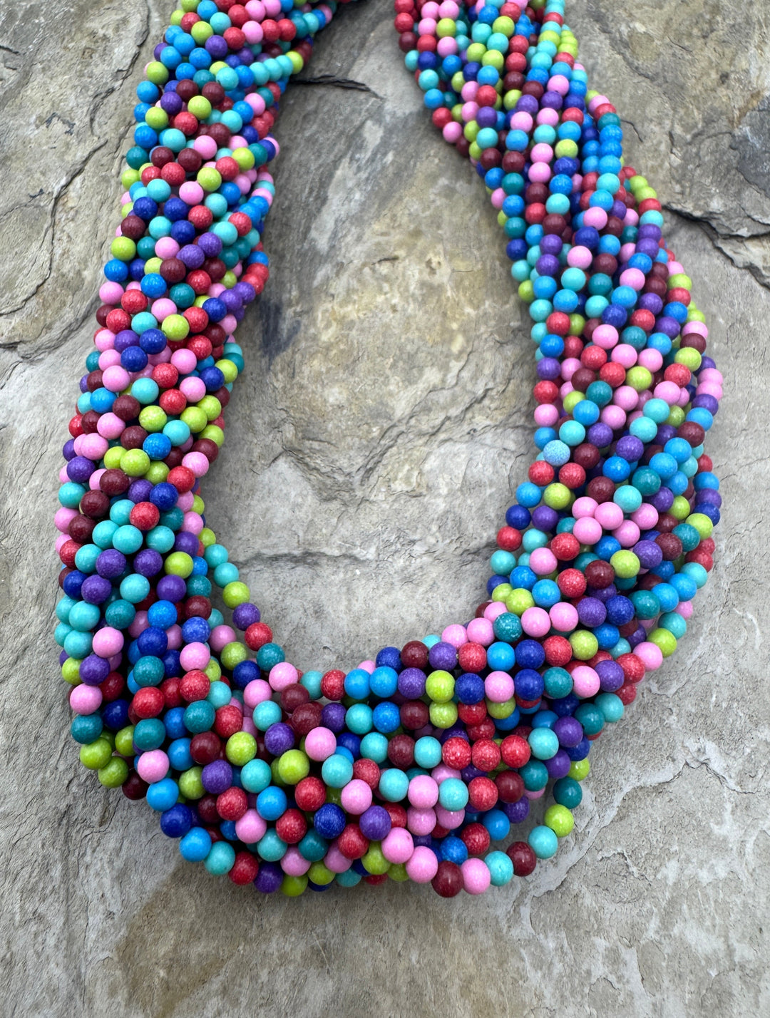 Fun Multi-Color Dyed Magnicite 3mm Round Beads 14.5 Inch