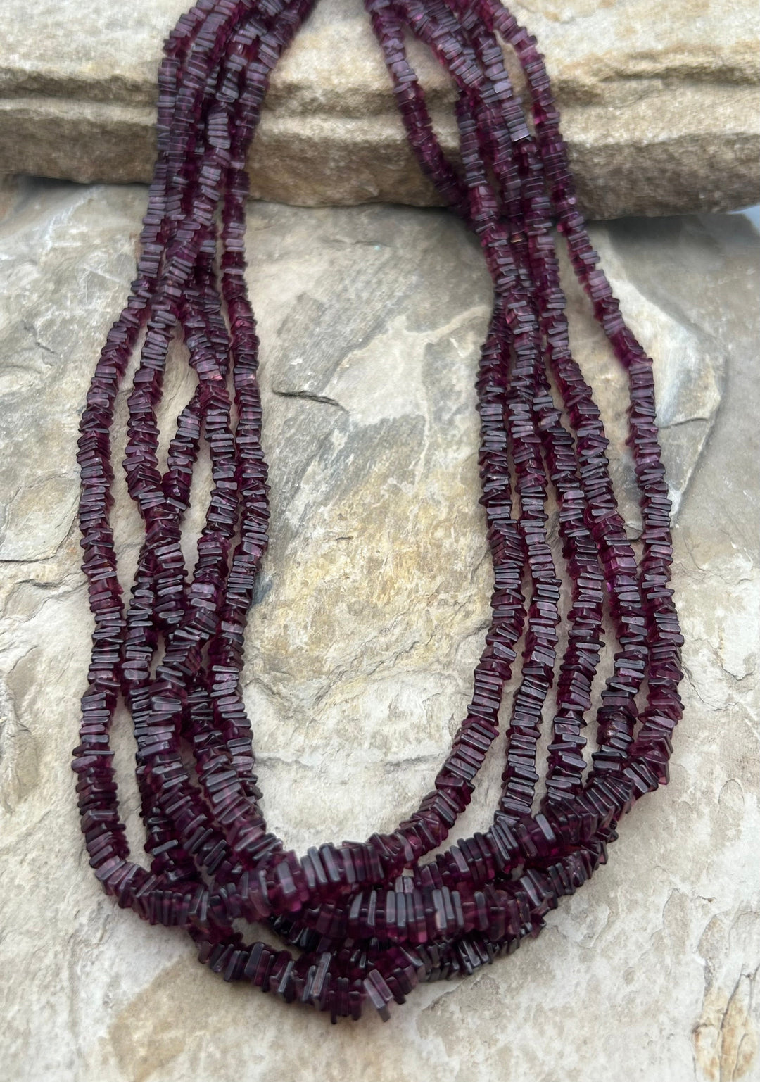 Garnet Square Heishi Beads 4mm One 18 inch strand - Garnet