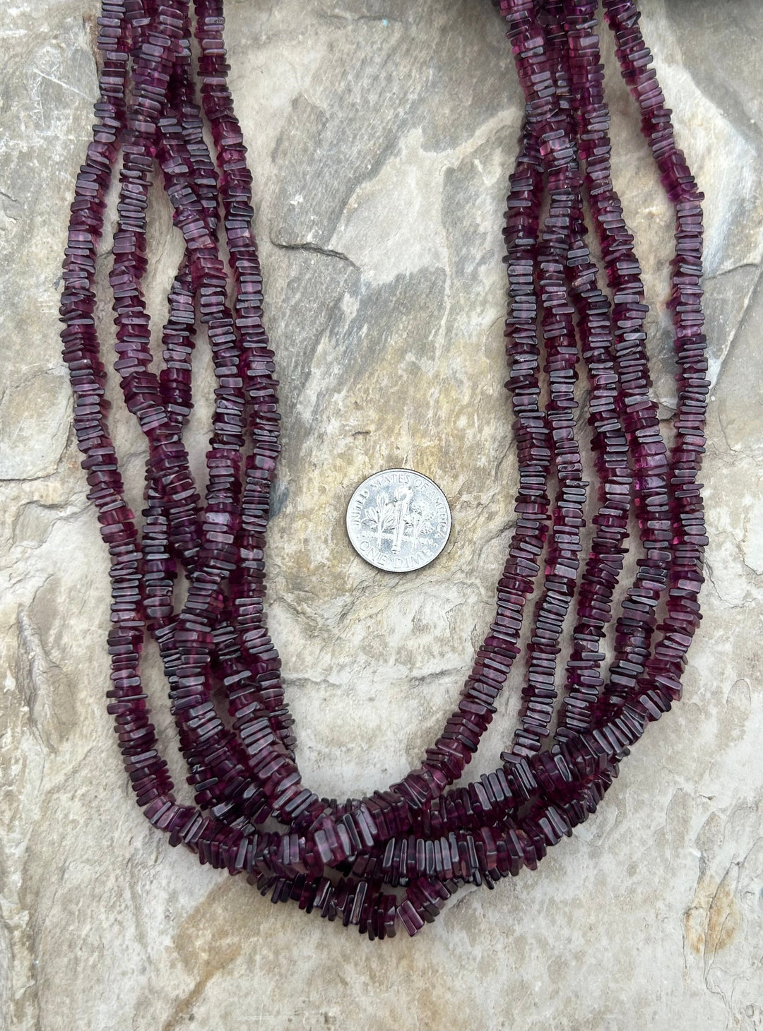 Garnet Square Heishi Beads 4mm One 18 inch strand - Garnet