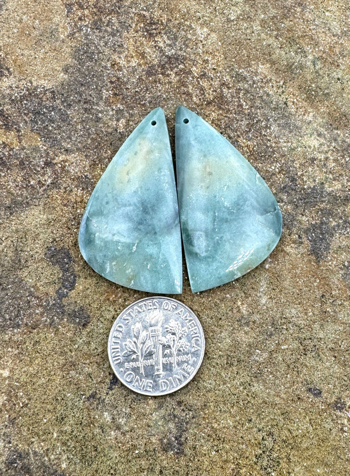 Gary Green Jasper (Oregon) Matching Beads Slab Pair 19x35mm