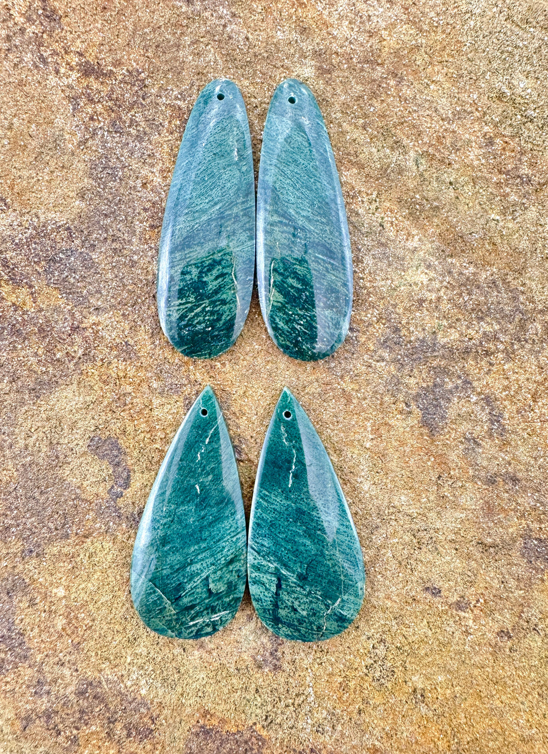 Gary Green Jasper (Oregon) Matching Beads Slab Pair Select