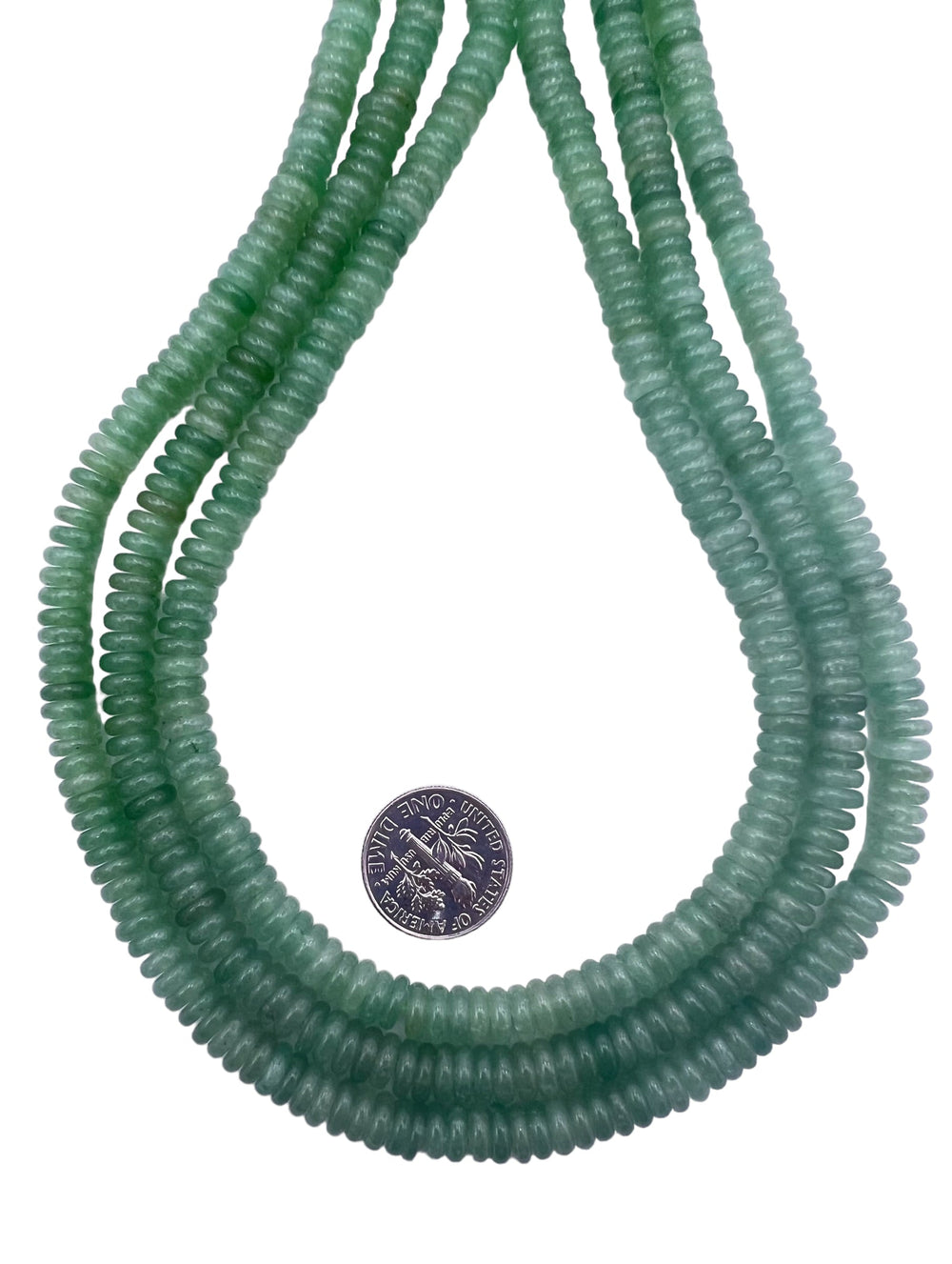 Green Aventurine 2x6mm Rondelle/Wheel Beads 16 inch Strand -
