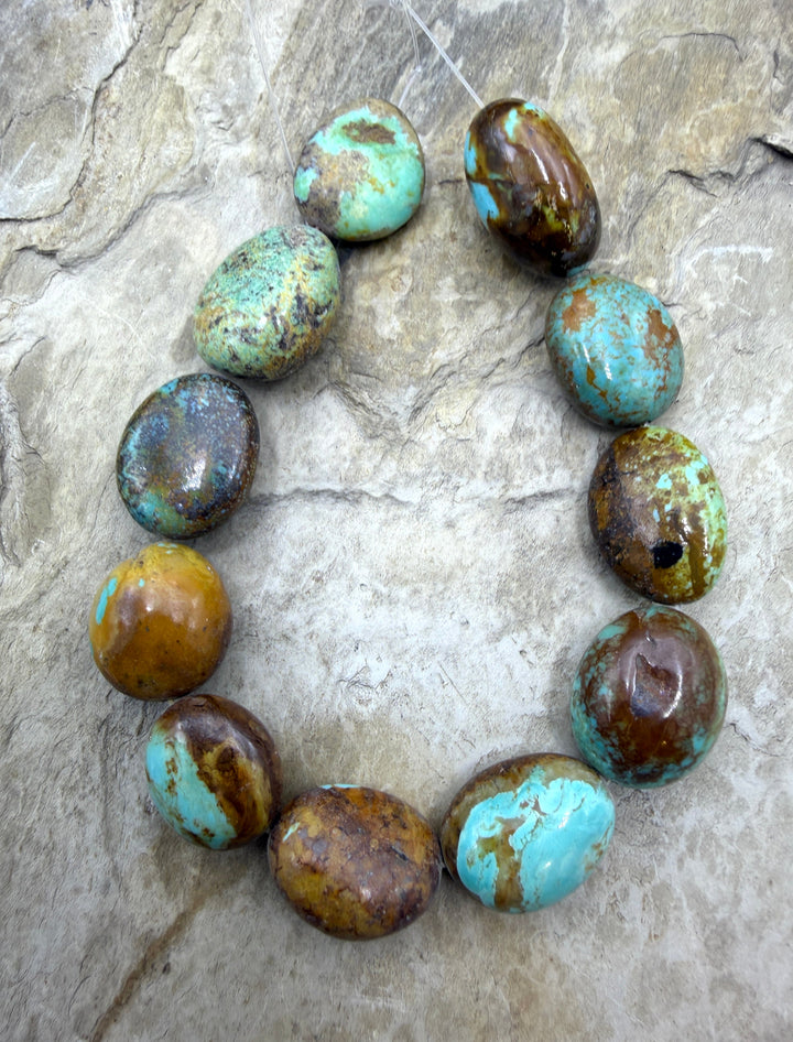 Green/Blue/Brown Kingman Turquoise (Arizona) BIG Rounded