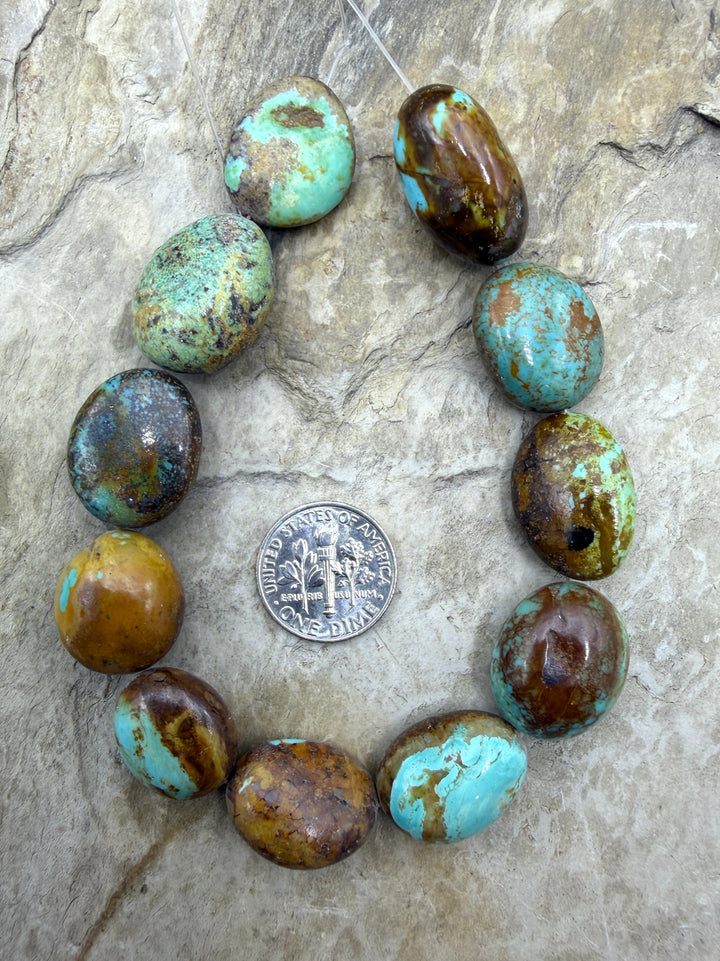 Green/Blue/Brown Kingman Turquoise (Arizona) BIG Rounded