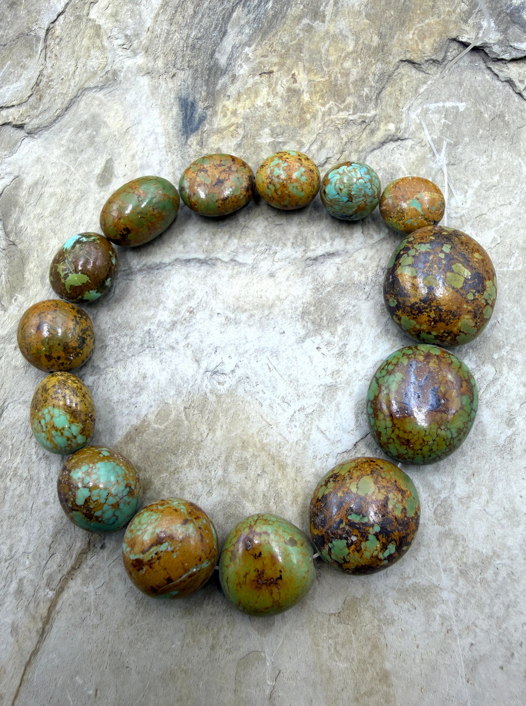 Green/Brown Kingman Turquoise (Arizona) Graduated Rounded