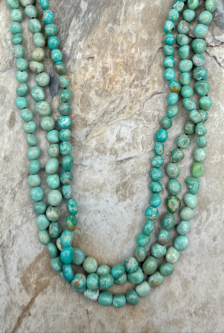 Green Elisa Turquoise (Sonora Mexico) Round Nugget Beads