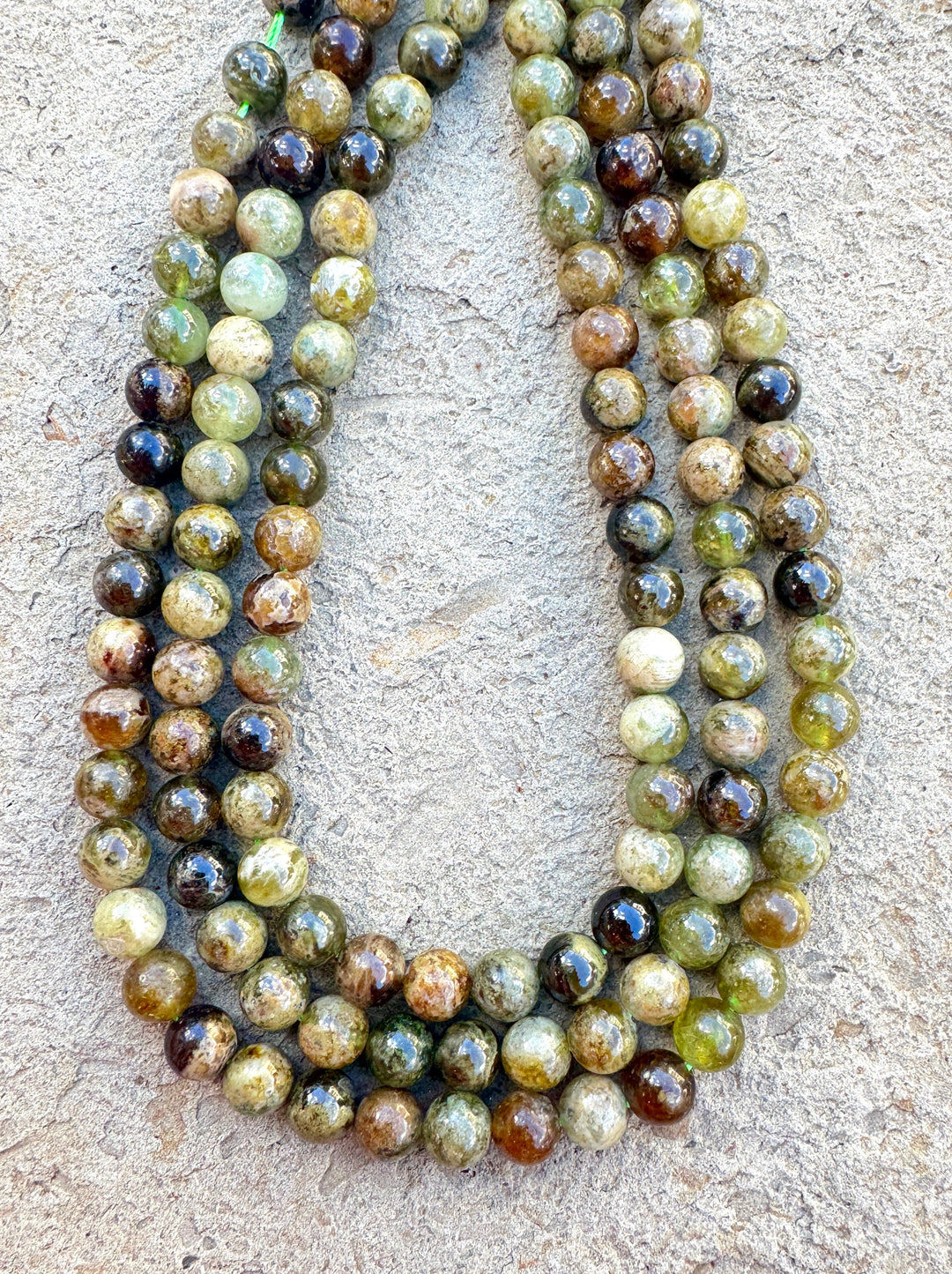 Green Grossular Garnet 8mm Round Beads 16 Inch Strands