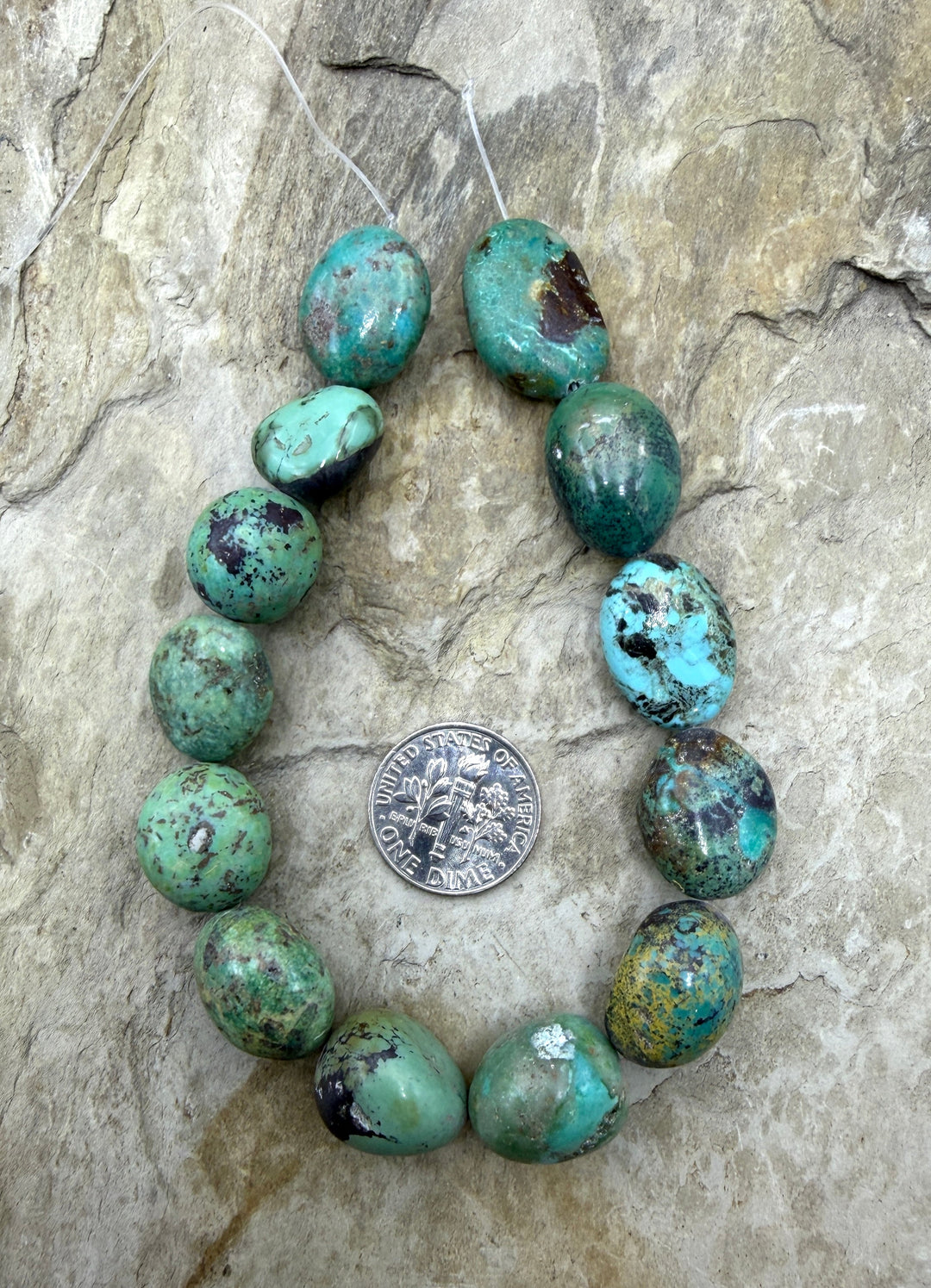 Green Kingman Turquoise (Arizona) Graduated Rounded Nugget