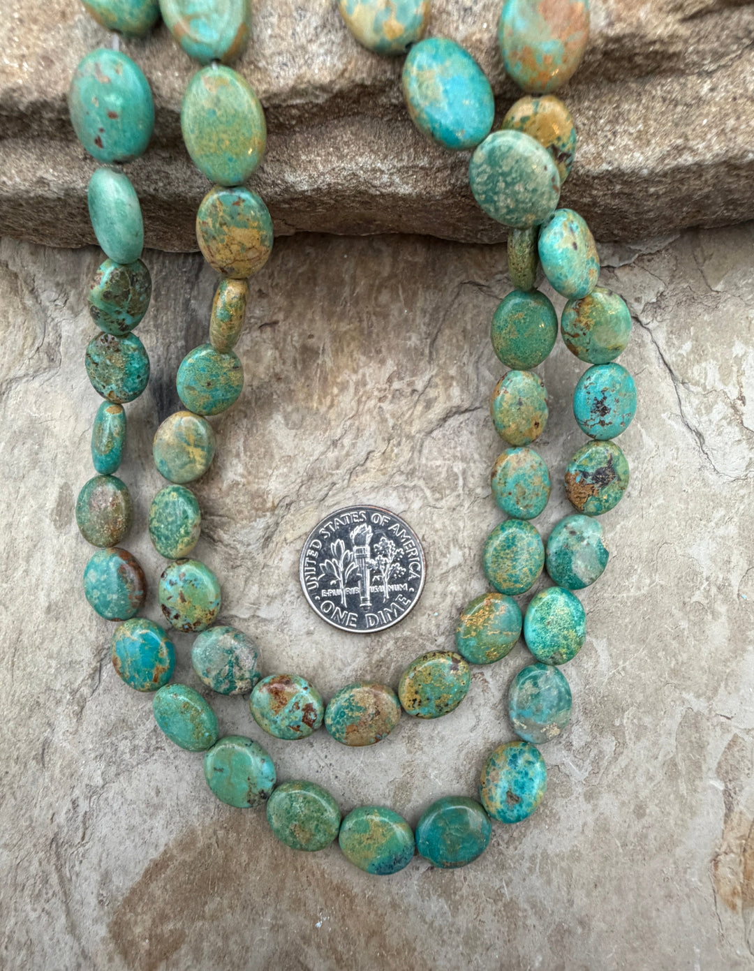Green Pilot Mountain Turquoise (Nevada) 8x10mm Oval Beads