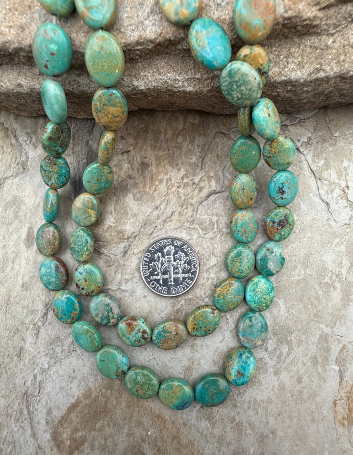 Green Pilot Mountain Turquoise (Nevada) 8x10mm Oval Beads