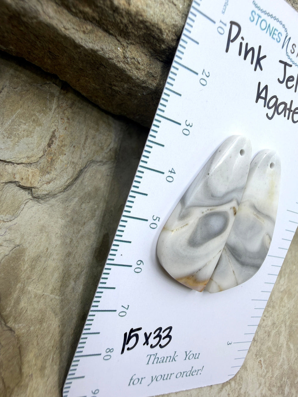 Grey and White (Pink Jelly Agate) Matching Earring Slab