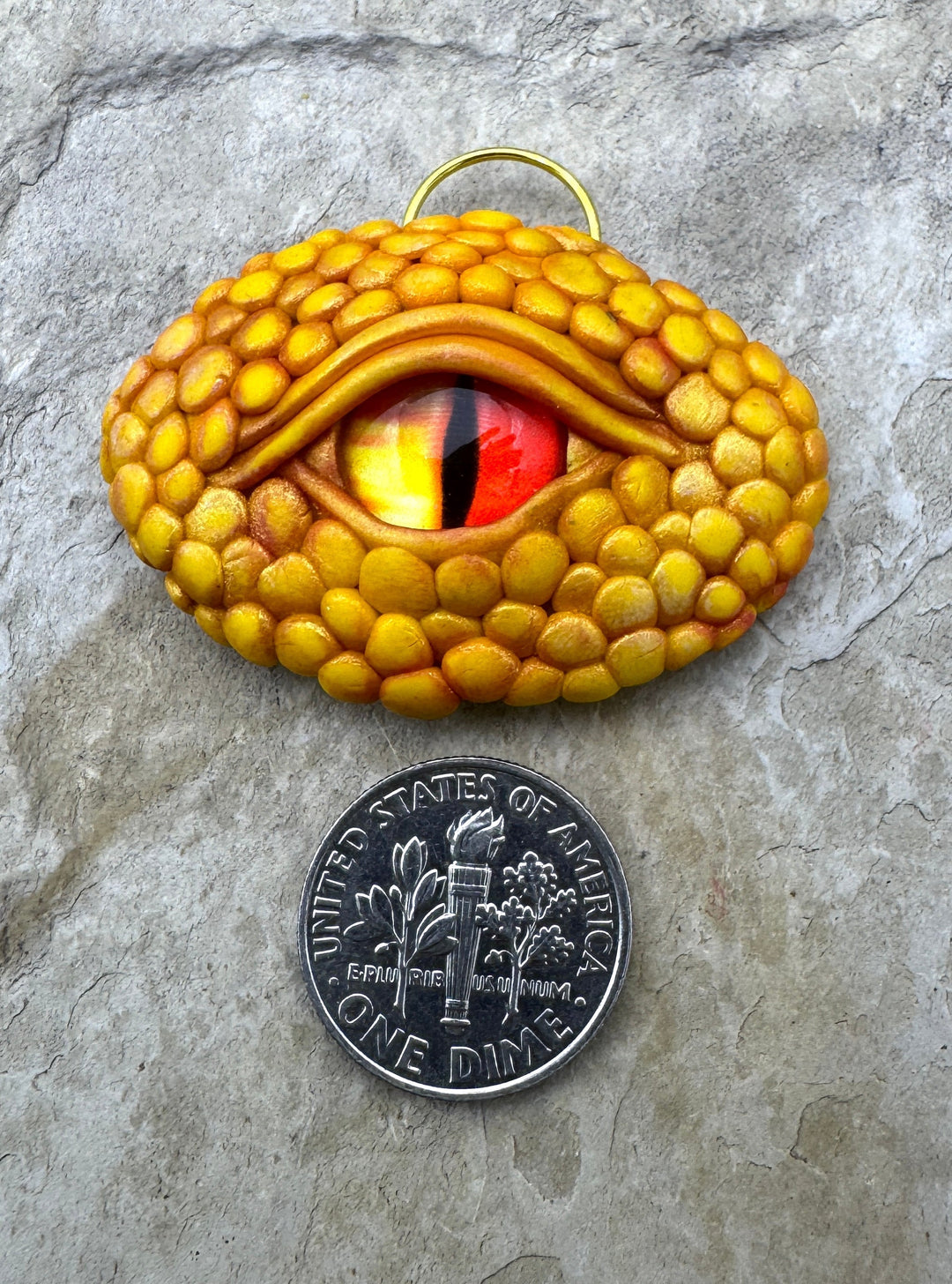 Handmade Polymer Clay Lizzard Eye Pendant 31x40mm - Polymer