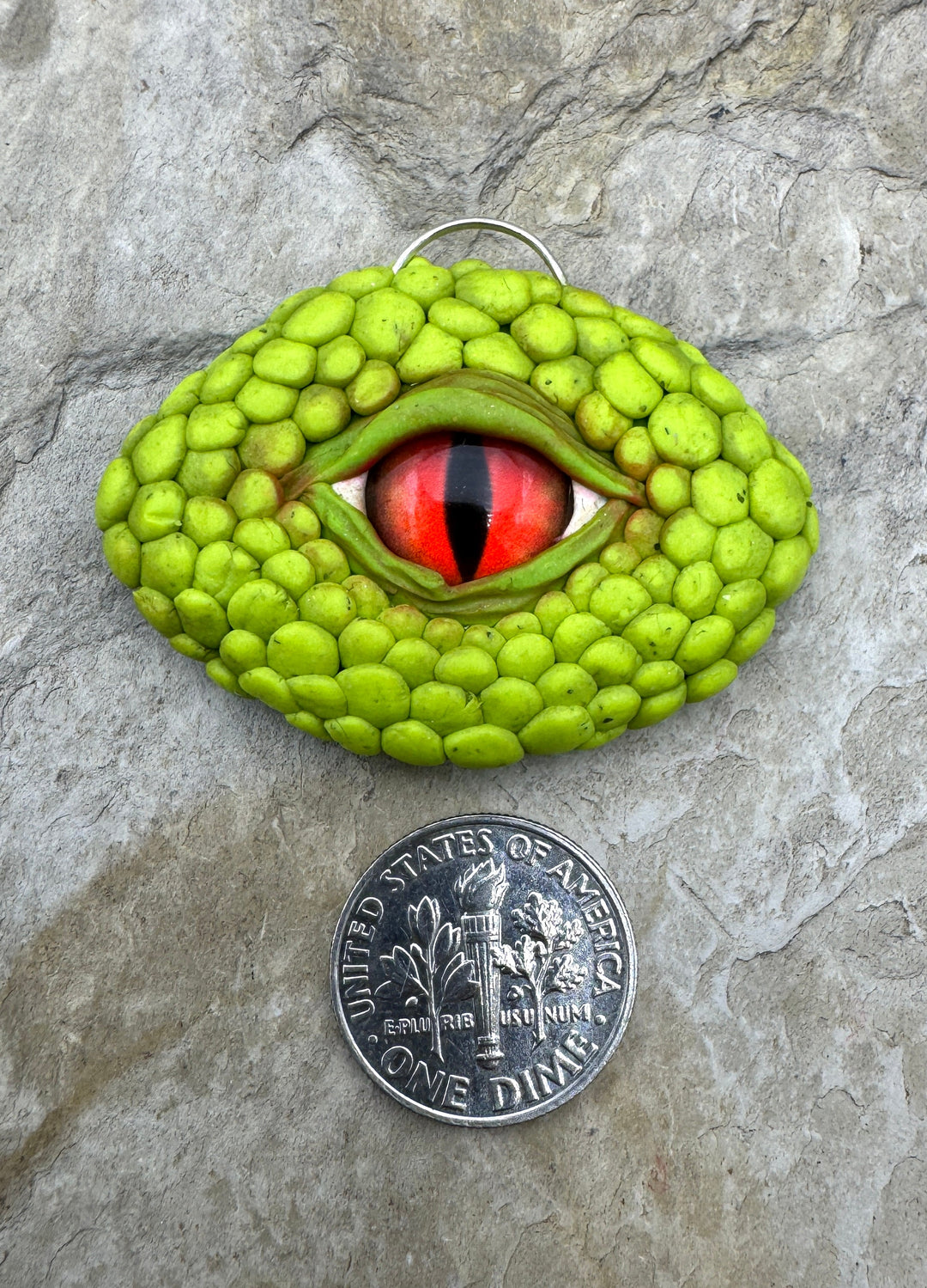 Handmade Polymer Clay Lizzard Eye Pendant 31x40mm - Polymer