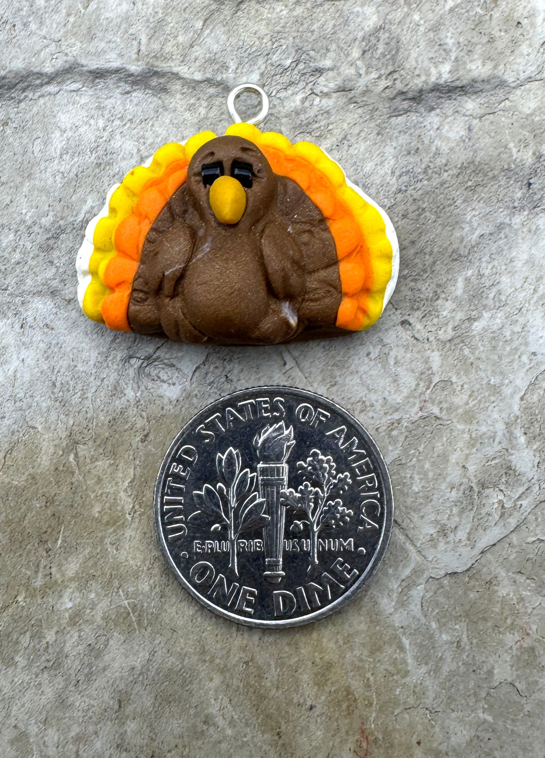HandmadeThanksgiving Turkey Pendant,21x24mm - Polymer Clay
