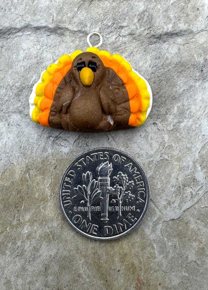 HandmadeThanksgiving Turkey Pendant,21x24mm - Polymer Clay