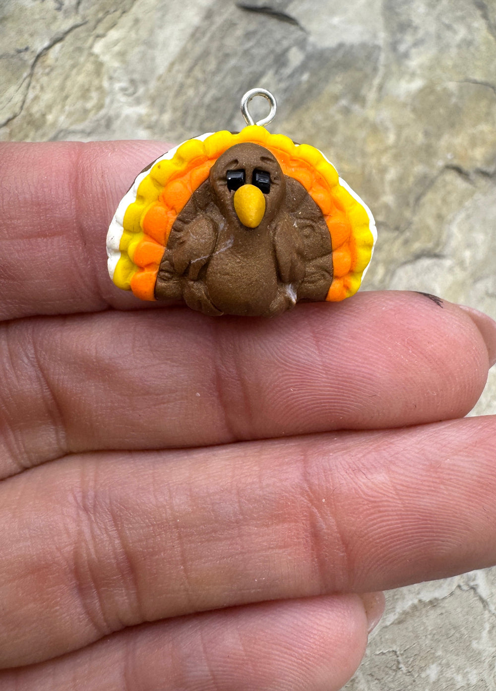 HandmadeThanksgiving Turkey Pendant,21x24mm - Polymer Clay
