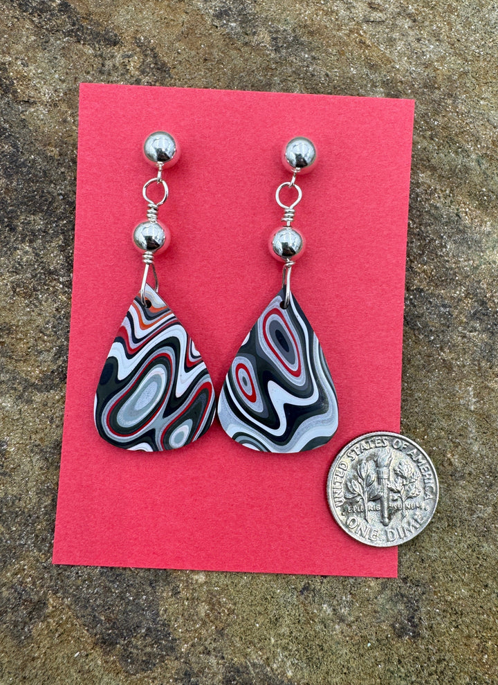 Heidi White Designs Fordite and Sterling Silver Earrings