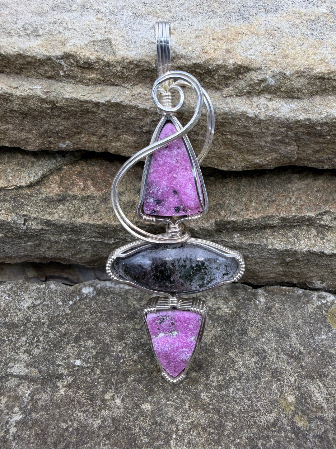 Heidi White Designs Serting Silver Wire Wrapped Pendant