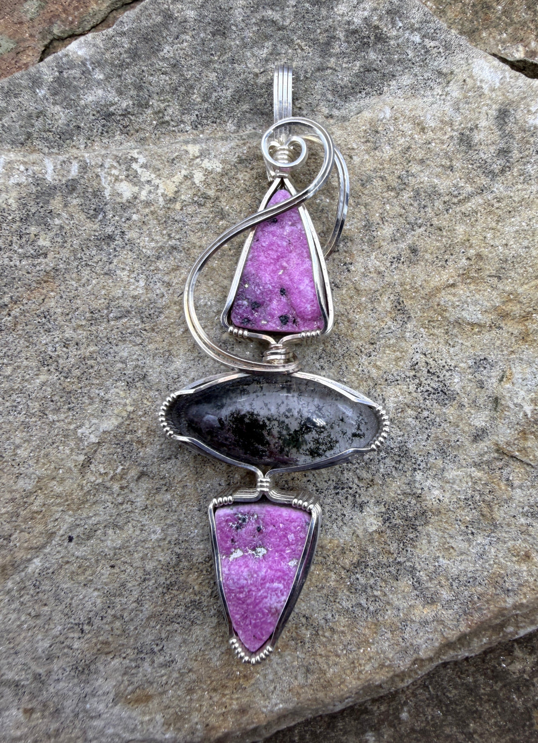 Heidi White Designs Serting Silver Wire Wrapped Pendant