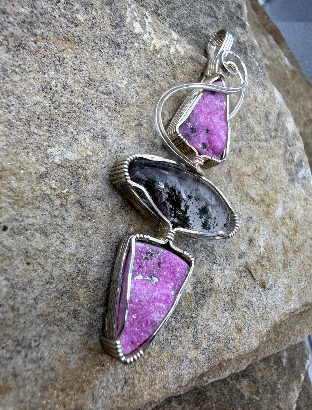 Heidi White Designs Serting Silver Wire Wrapped Pendant