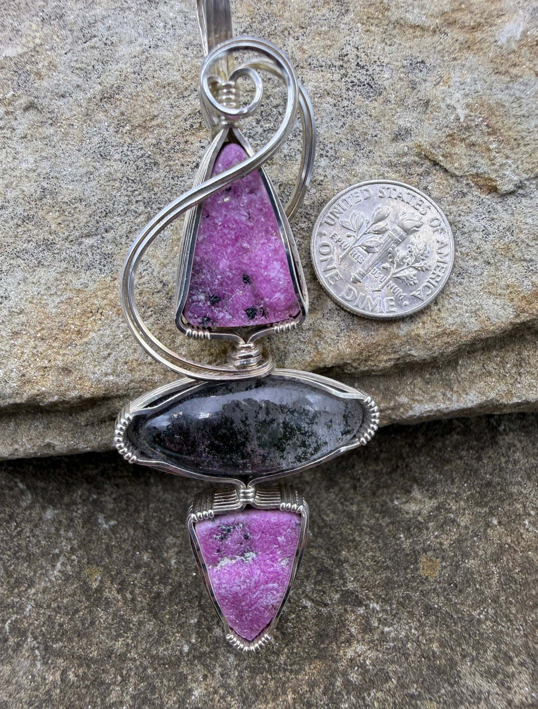 Heidi White Designs Serting Silver Wire Wrapped Pendant