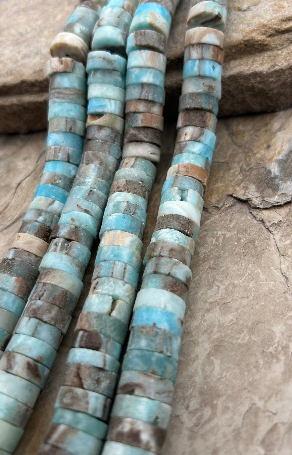 Hemimorphite HUGE Heishi Beads 14mm 16 Inch Strand