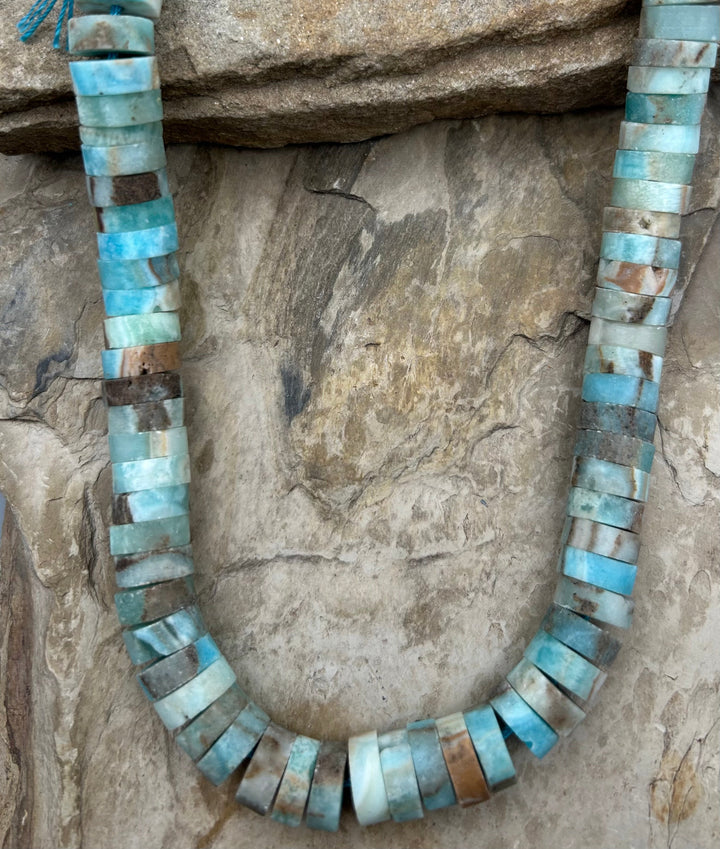 Hemimorphite HUGE Heishi Beads 14mm 16 Inch Strand