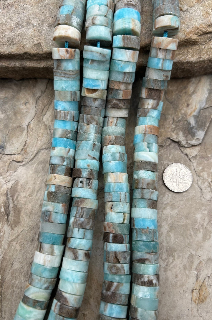 Hemimorphite HUGE Heishi Beads 14mm 16 Inch Strand
