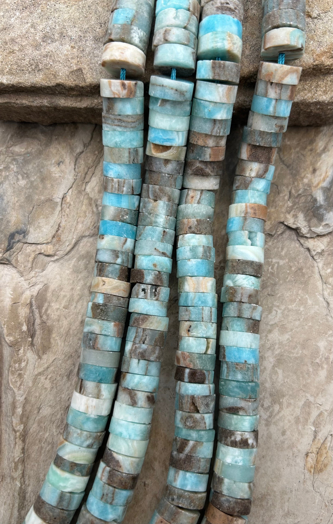 Hemimorphite HUGE Heishi Beads 14mm 16 Inch Strand