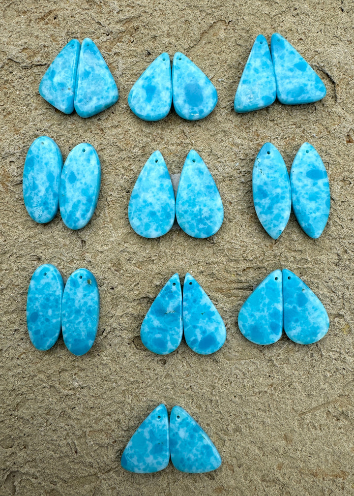 Hemimorphite Matching Earring slab bead Pairs Mixed Shapes