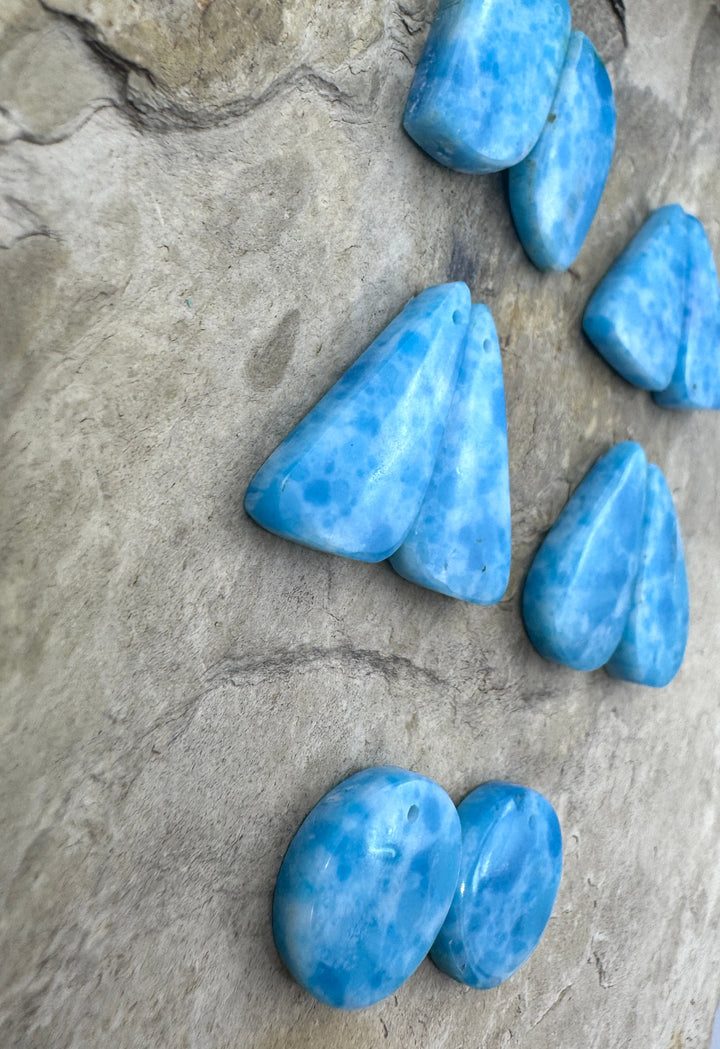 Hemimorphite Matching Earring slab bead Pairs Mixed Shapes
