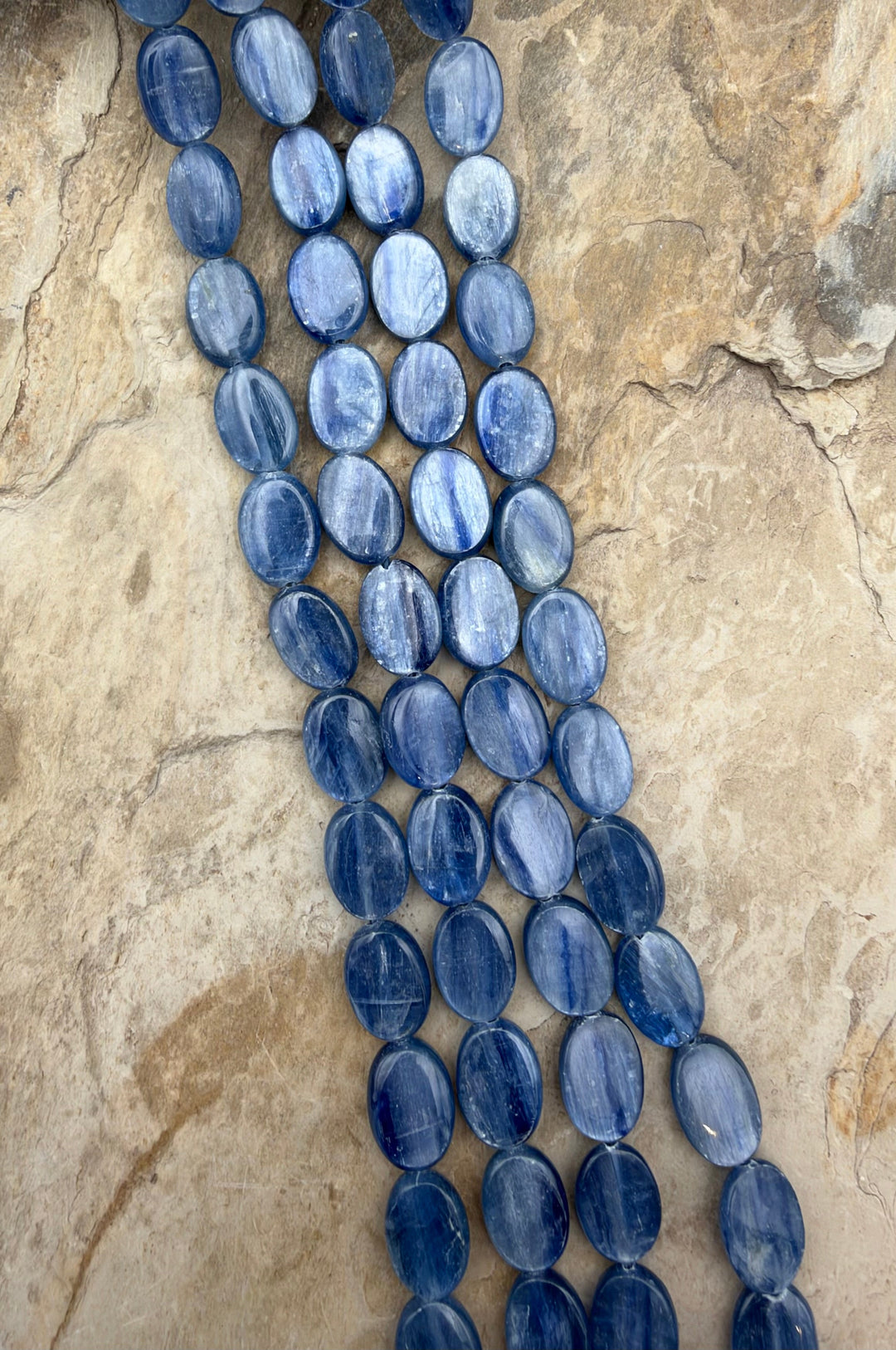 High Grade Blue Kyanite Flat Oval Beads 10x14mm 16 Inch
