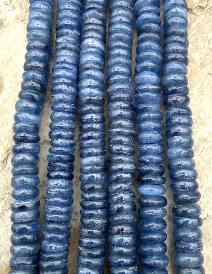 High Grade Blue Kyanite Wheel Beads 8x3mm 16 Inch Strand