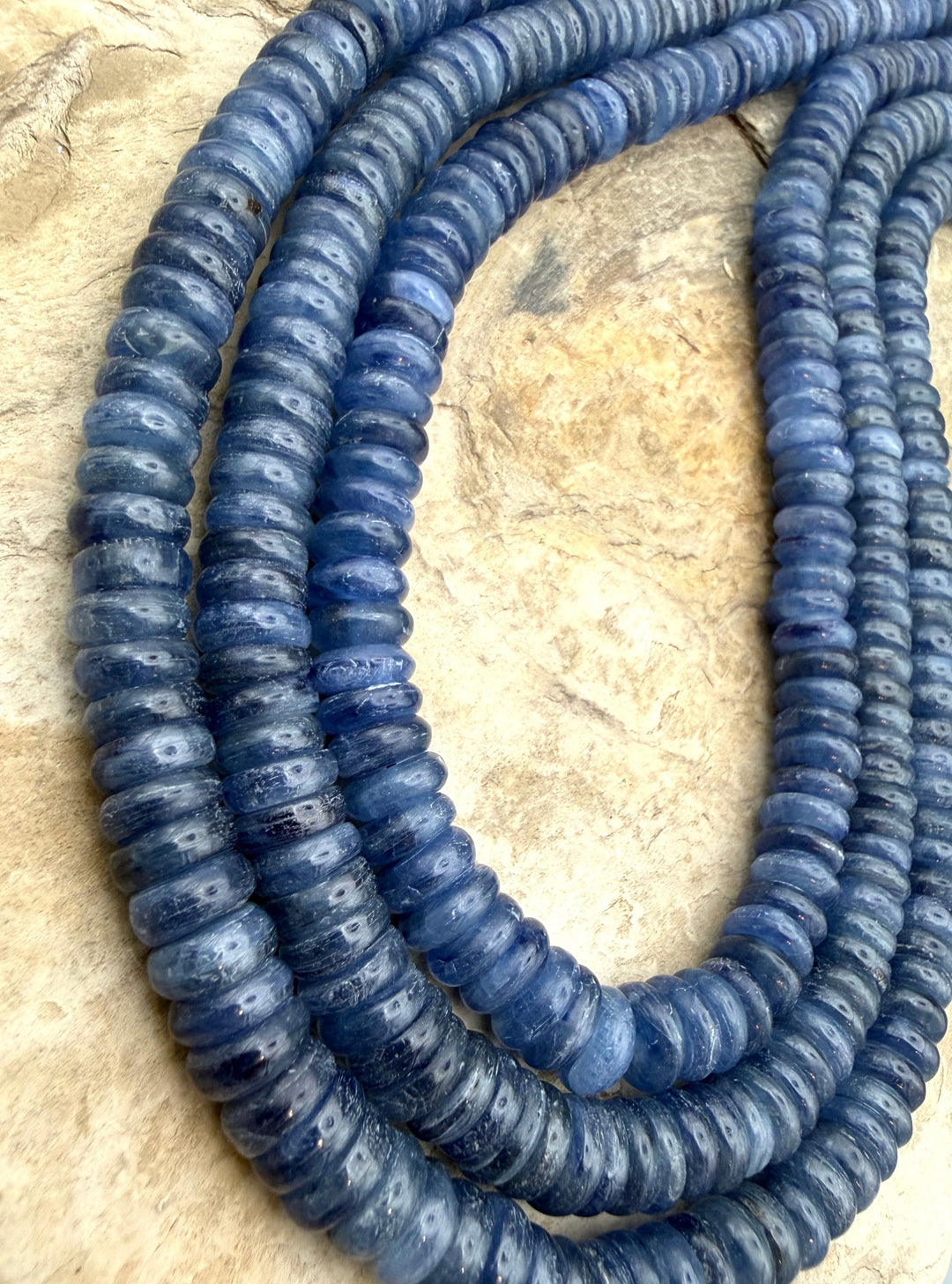 High Grade Blue Kyanite Wheel Beads 8x3mm 16 Inch Strand