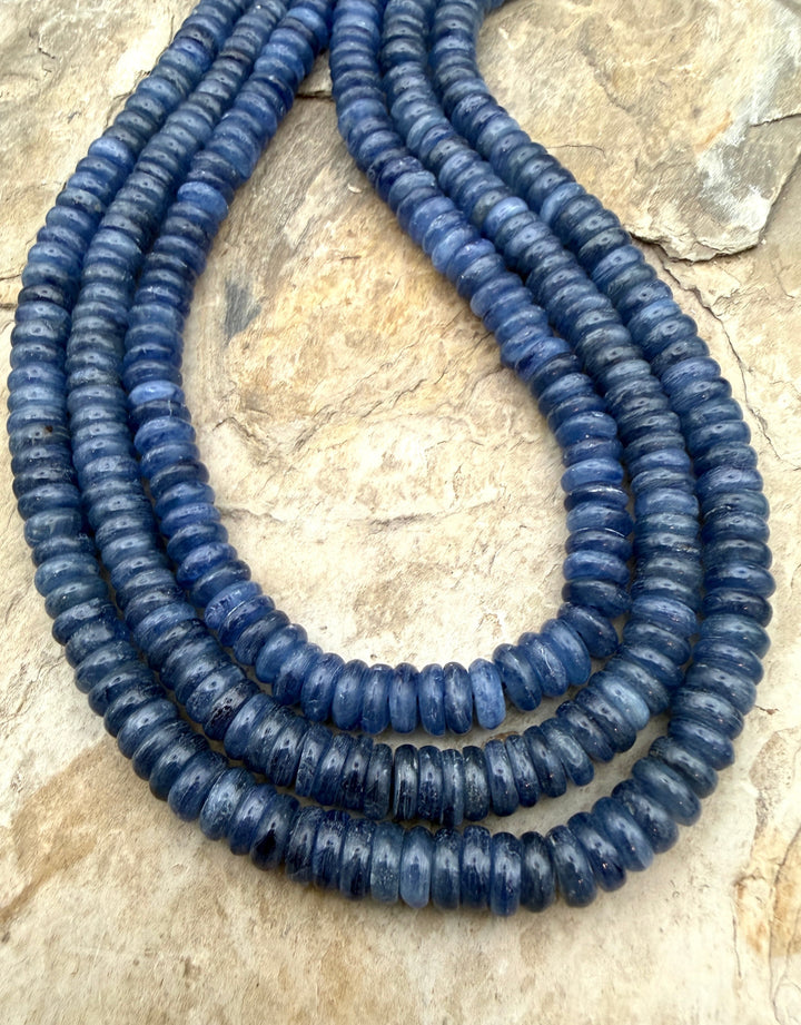 High Grade Blue Kyanite Wheel Beads 8x3mm 16 Inch Strand
