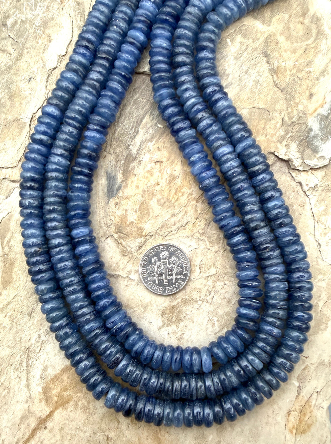 High Grade Blue Kyanite Wheel Beads 8x3mm 16 Inch Strand