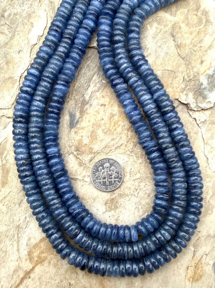 High Grade Blue Kyanite Wheel Beads 8x3mm 16 Inch Strand