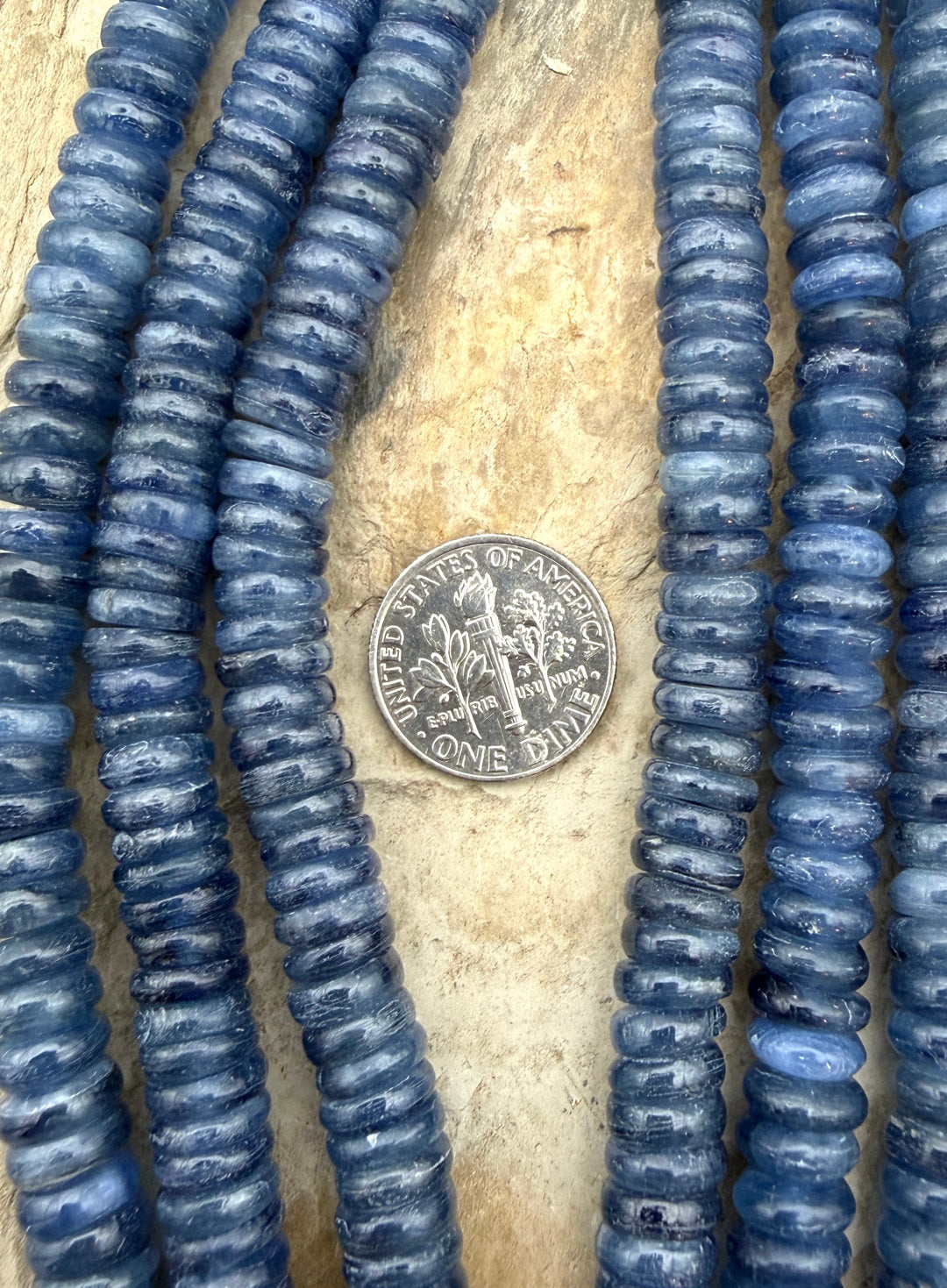 High Grade Blue Kyanite Wheel Beads 8x3mm 16 Inch Strand