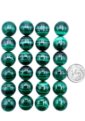 High Pattern Malachite 14mm Round Cabochons (pkg of 2 Cabs)