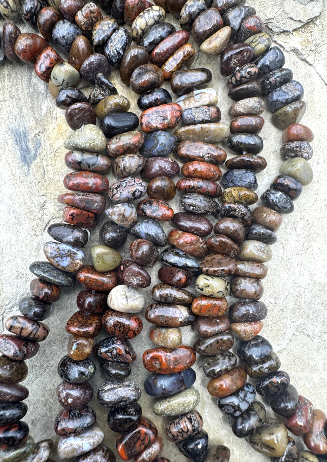 High Pattern Utah Dinosaur Bone 5-8mm Nugget Beads 8 inch