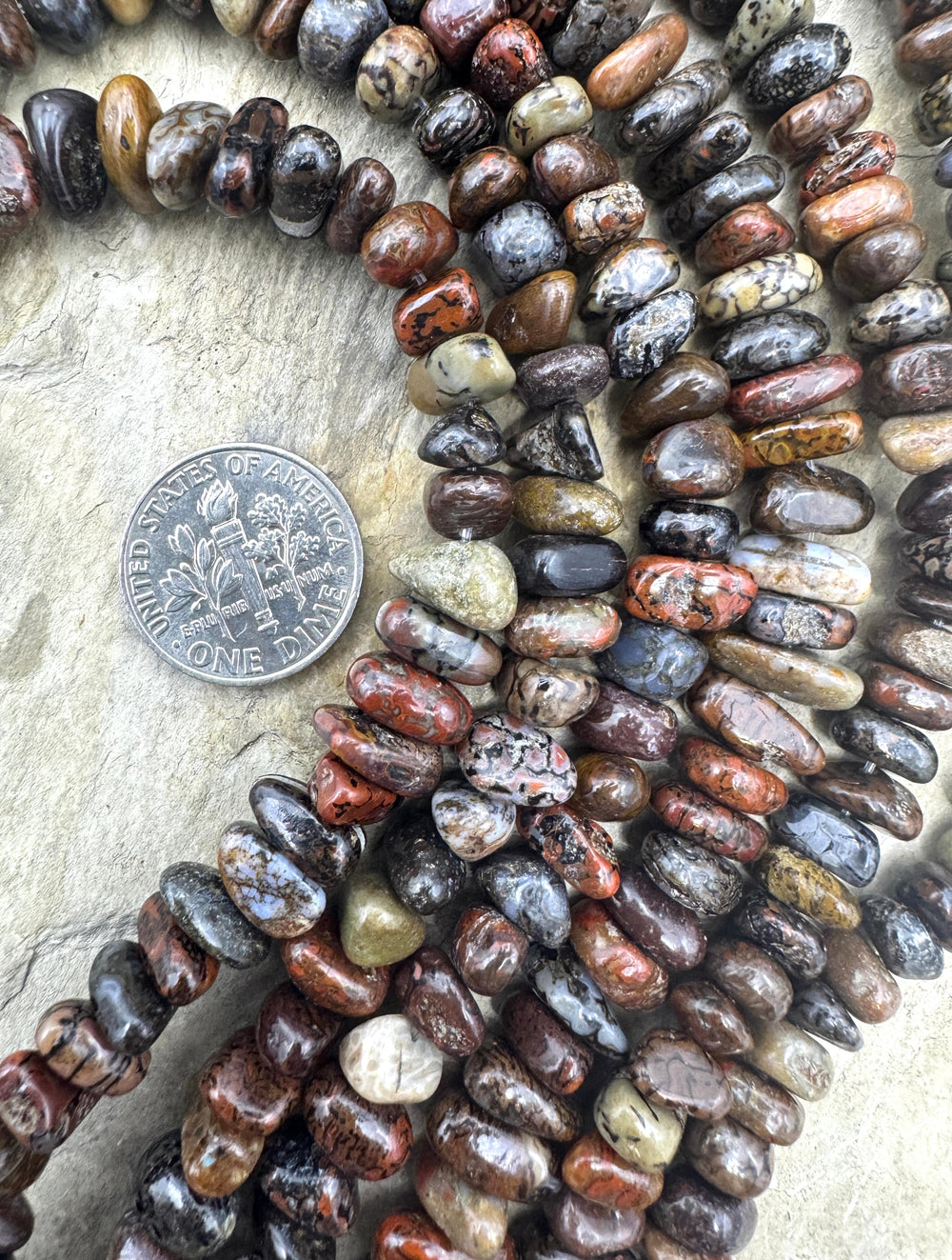 High Pattern Utah Dinosaur Bone 5-8mm Nugget Beads 8 inch