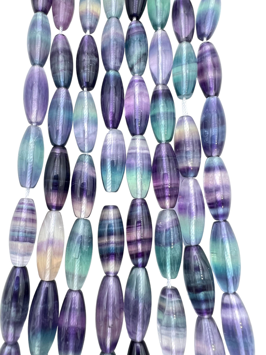 High Patterned Rainbow Fluorite 8x21mm BIG Rice Beads 16
