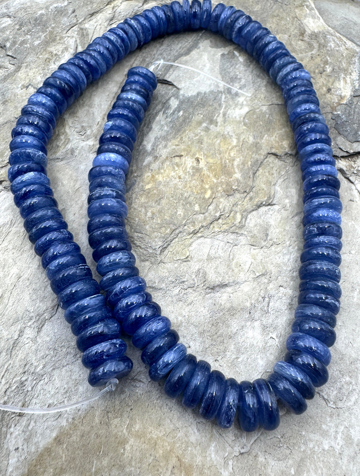 High Quality Blue Kyanite 10mm Wheel Beads 16 inch Strand
