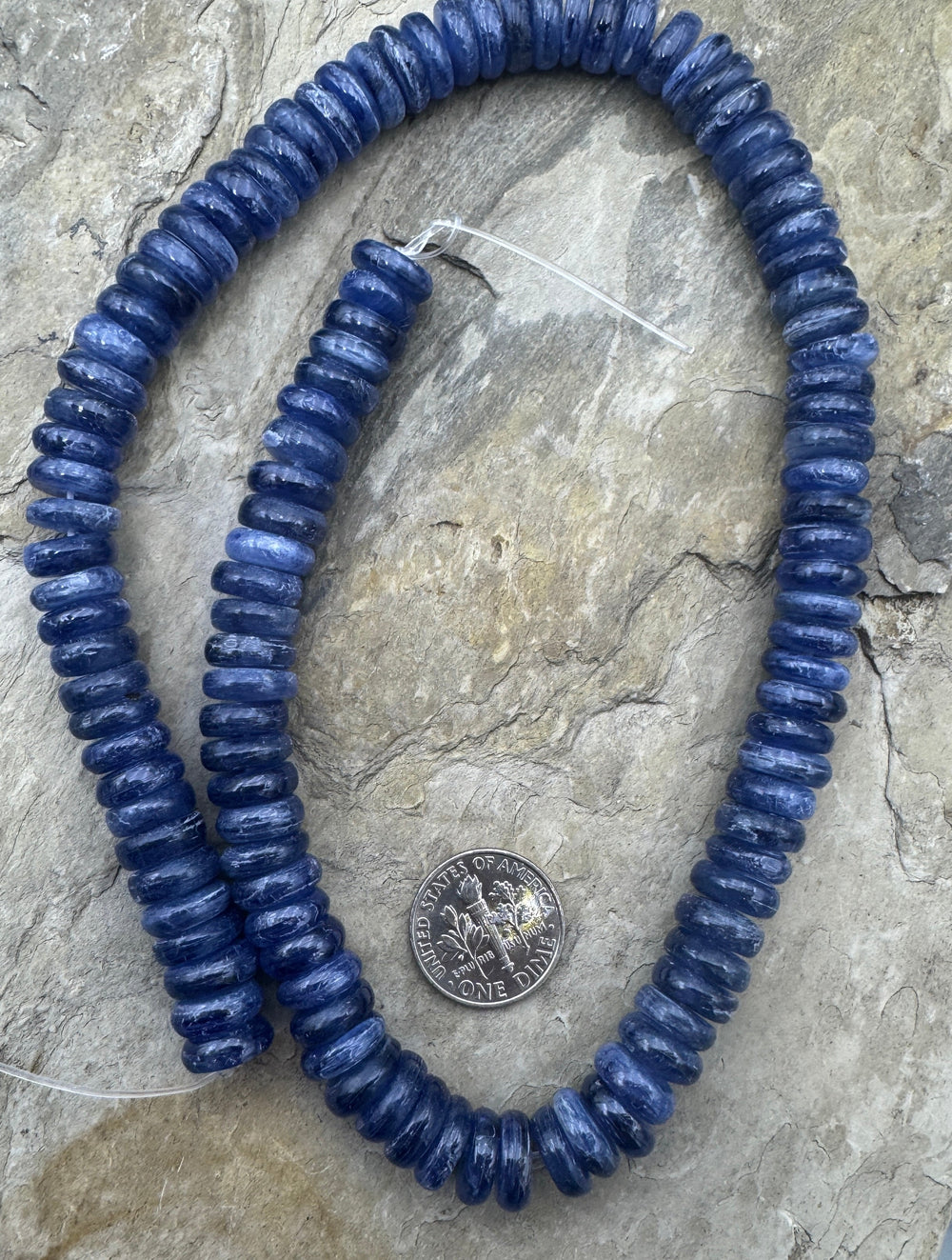 High Quality Blue Kyanite 10mm Wheel Beads 16 inch Strand
