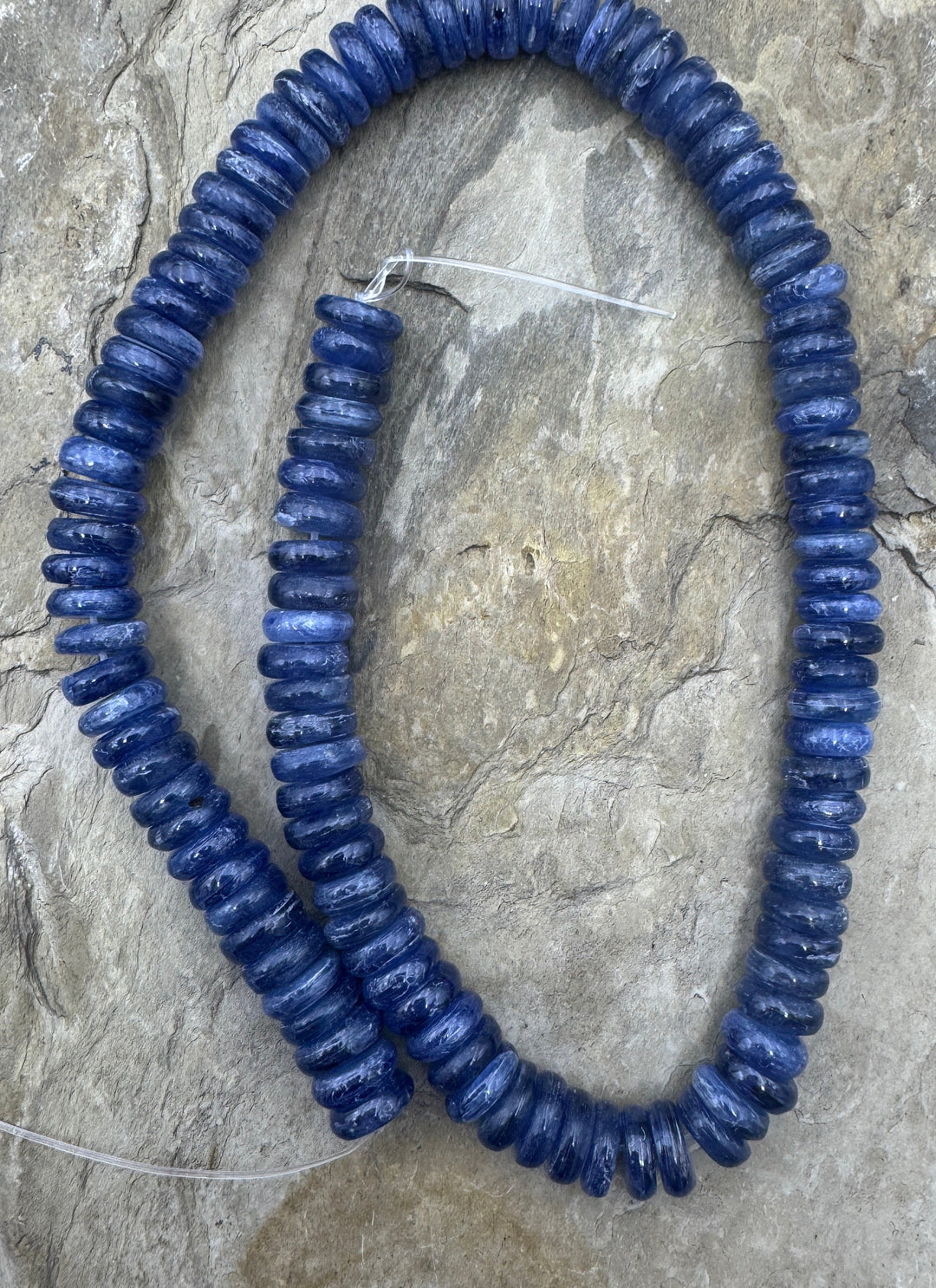 High Quality Blue Kyanite 10mm Wheel Beads 16 inch Strand