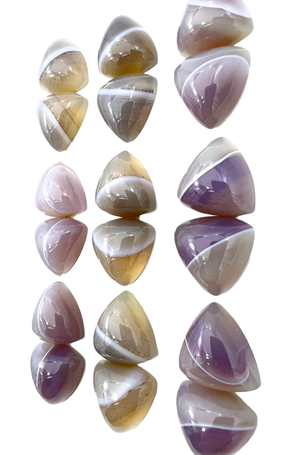 High Quality Botswana Banded Agate Earring Pairs 19mm Puffed