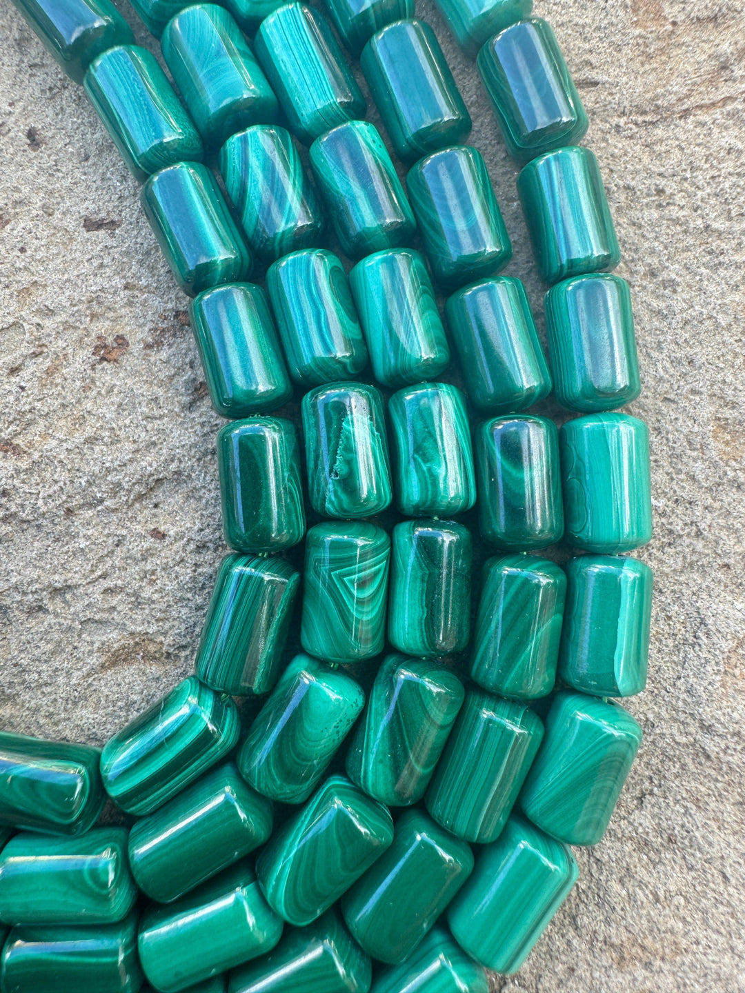 High Quality Malachite 6x10mm Tube Beads 15.5 inch Strands