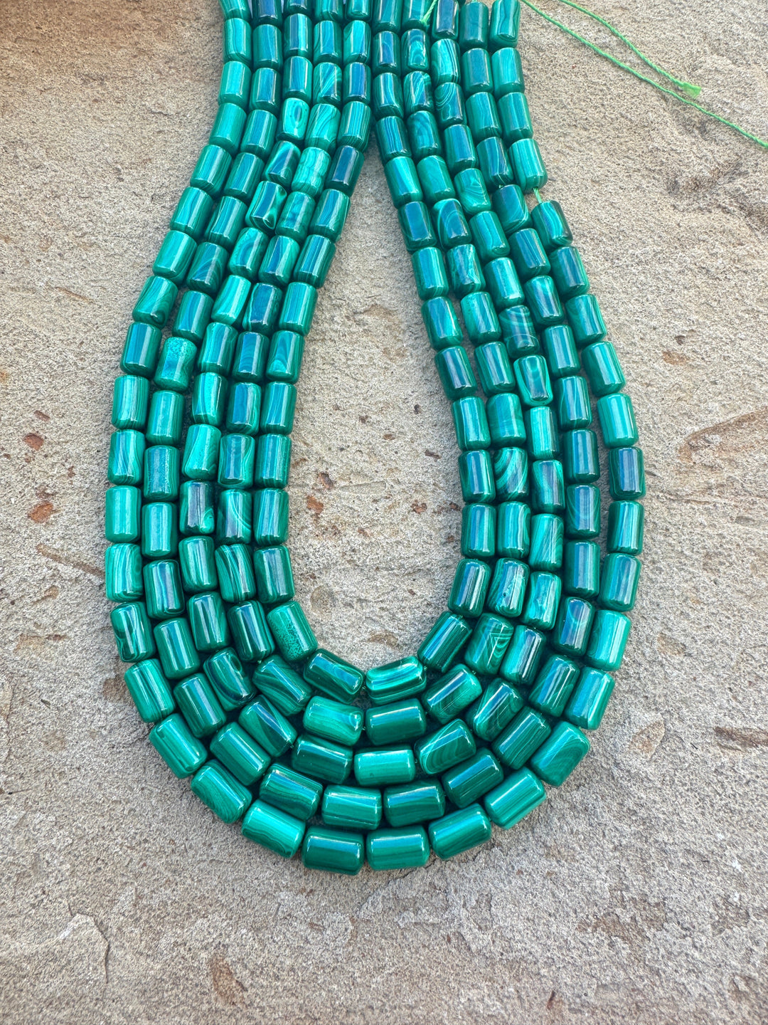 High Quality Malachite 6x10mm Tube Beads 15.5 inch Strands