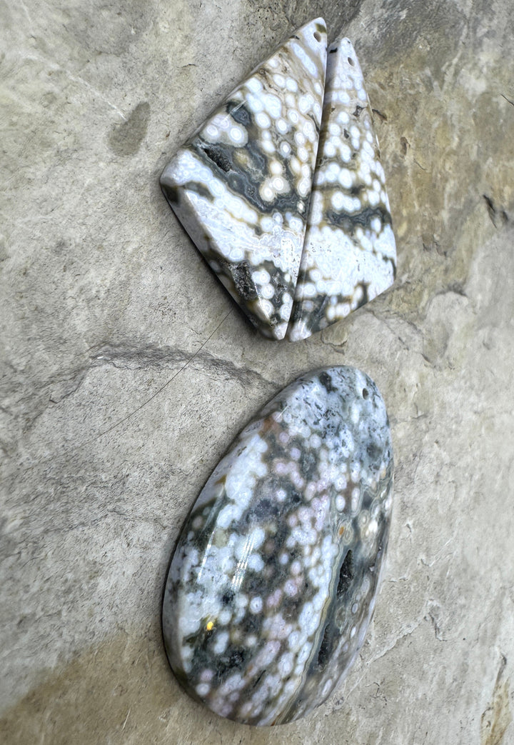 High Quality Ocean Jasper 3 piece set Pendant and Earring