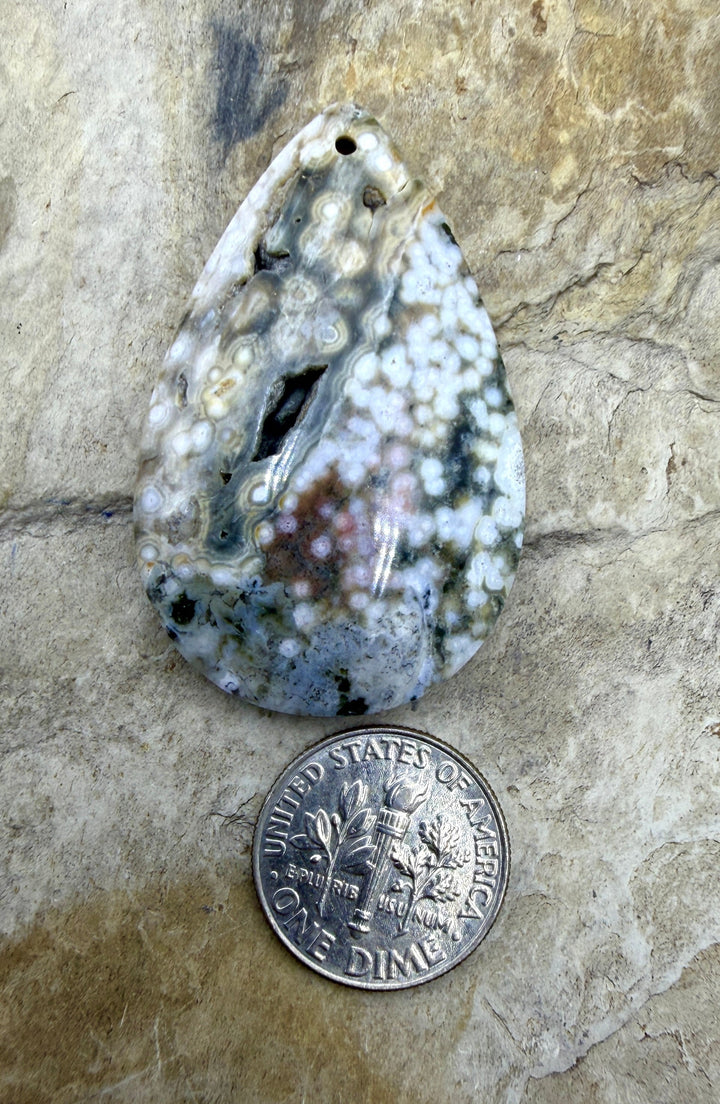 High Quality Ocean Jasper Focal Pendant Bead 27x42mm